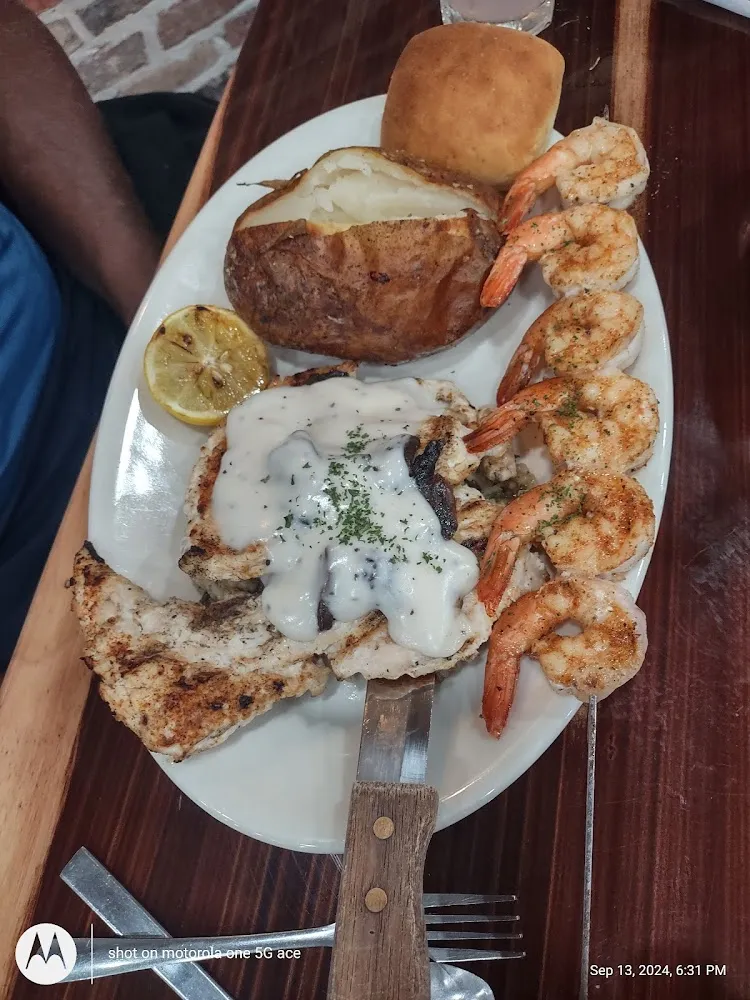 Grilled Chicken Breast Grilled Shrimp and Steam Vegetables