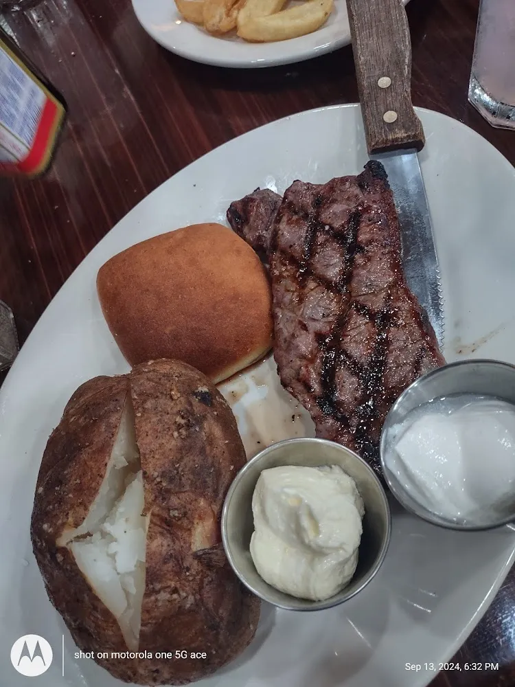 New York Strip Steak Baked Potato and Salad